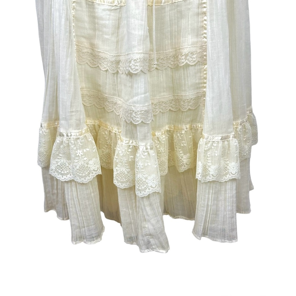 Gunne Sax Vintage Cream Tier Lace Ribbon Boho Skirt in size 9 (modern size 6) - Picture 5 of 11